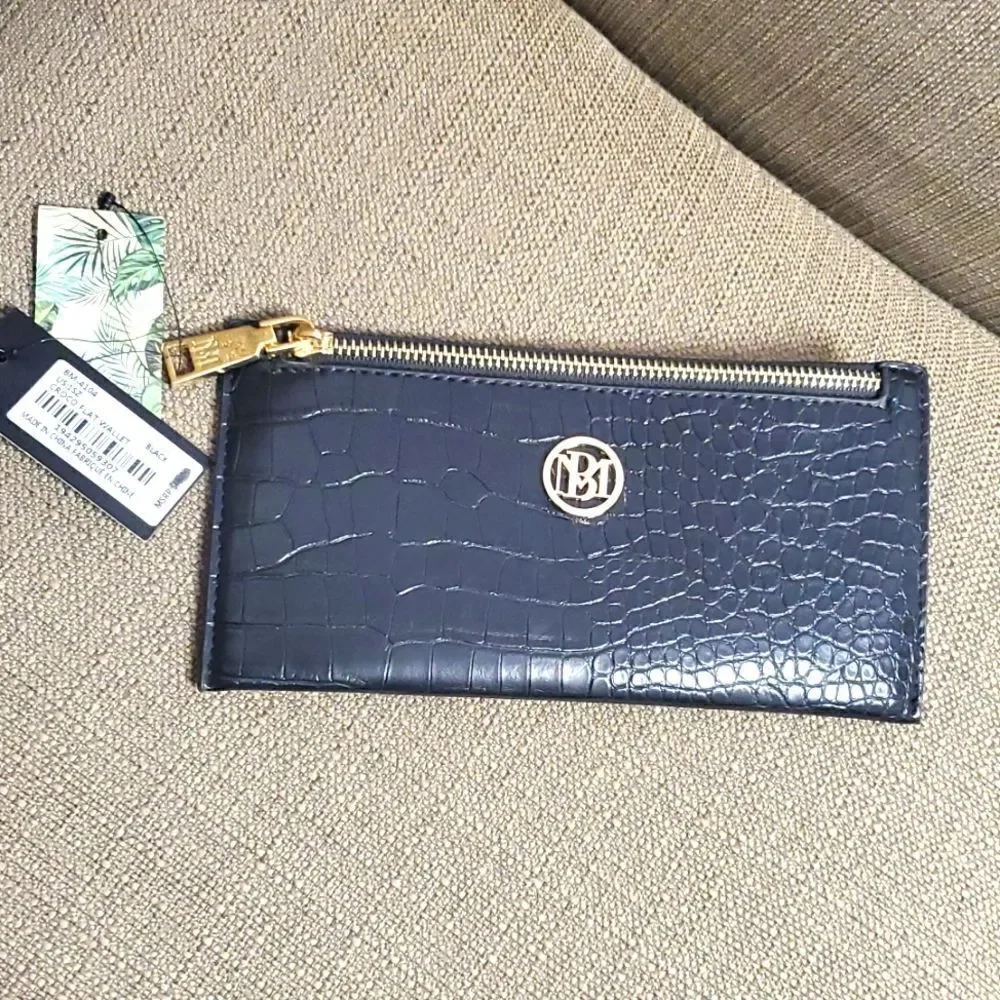 NWT BADGLEY MISCHKA Thin Crocodile Print Wallet‎
